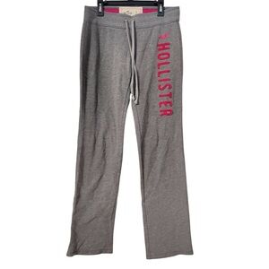 Hollister Low Rise Bootcut Sweatpants Y2K Style Pink Logo 7" Rise in Gray Sz S